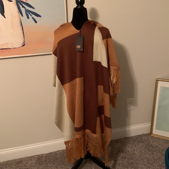 Frye women's patchwork striped poncho wrap - Picture 2 of 7